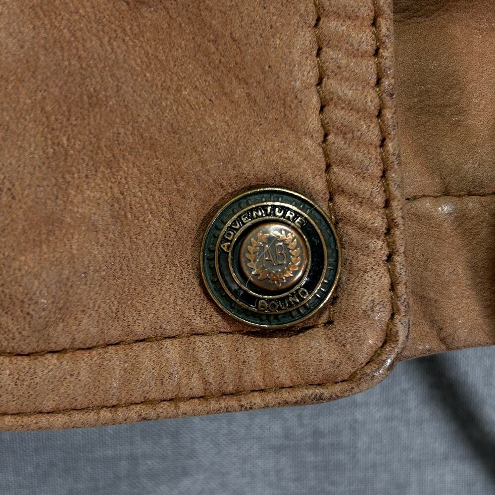 VTG Wilsons Adventure Bound brown leather parka outdoors safari womens XS - Picture 5 of 13